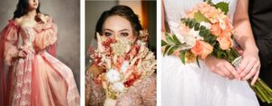 Votre mariage, au Florida Palace, à Marseille aux couleurs pantone de l'année 2024 : peach Fuzz : robe et bouquets